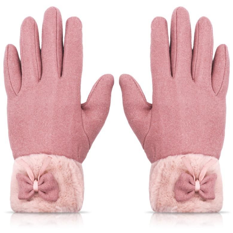 Women's Winter Warm Gloves with Cute Bow & Touched Screen