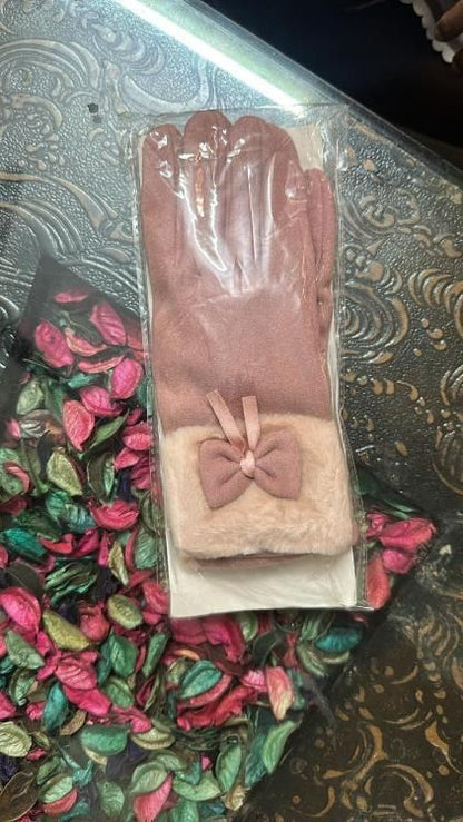 Women's Winter Warm Gloves with Cute Bow & Touched Screen